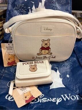 Disney x Primark Winnie the Pooh Canvas Camera Crossbody Bag & Wallet NWT